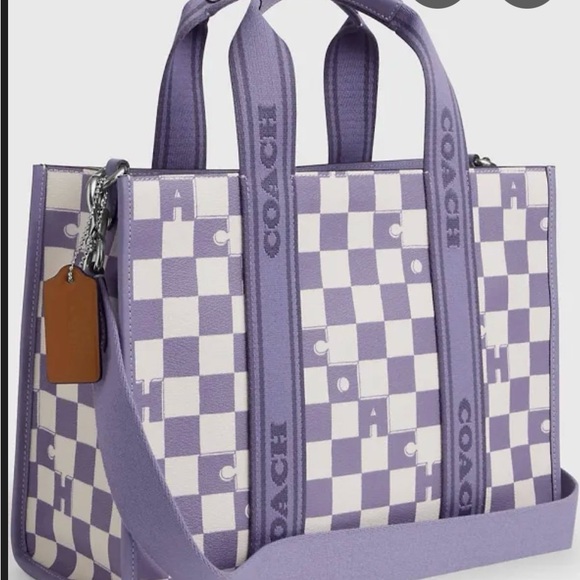 Coach Handbags - NWOT Coach Smith Tote purple and white checkered bag
